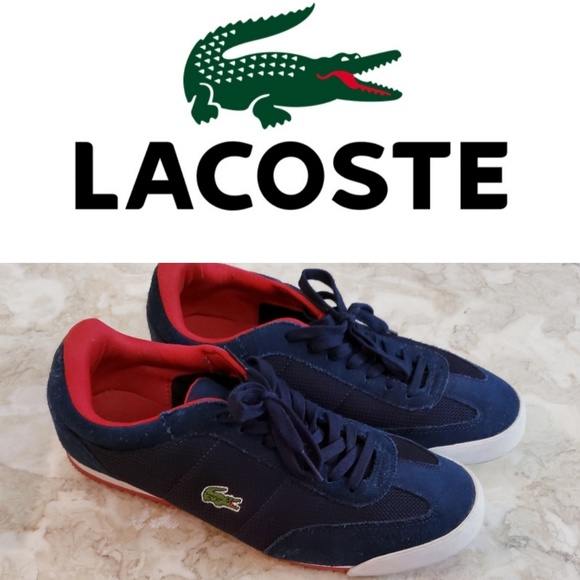 Lacoste Mens Suede Navy Blue Sneakers 